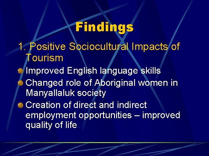 Aboriginal Cultural Tourism and Sustainability Sociocultural Impacts of