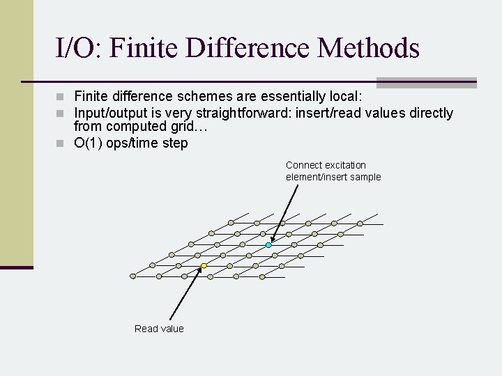 I/O: Finite Difference Methods n Finite difference schemes are essentially local: n Input/output is