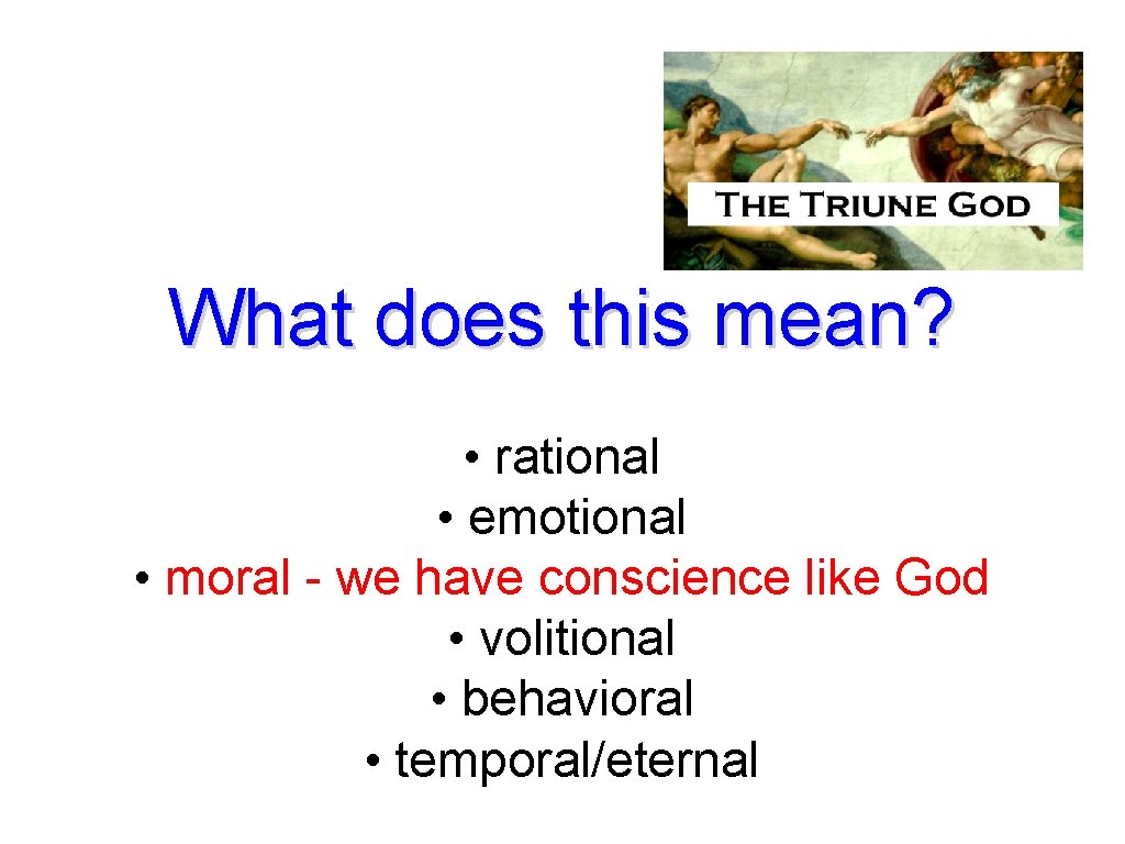 What does this mean? • rational • emotional • moral - we have conscience