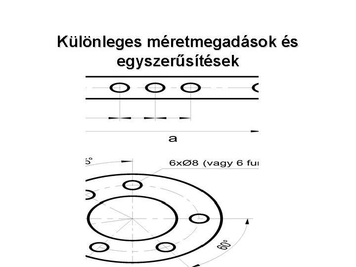 Különleges méretmegadások és egyszerűsítések 