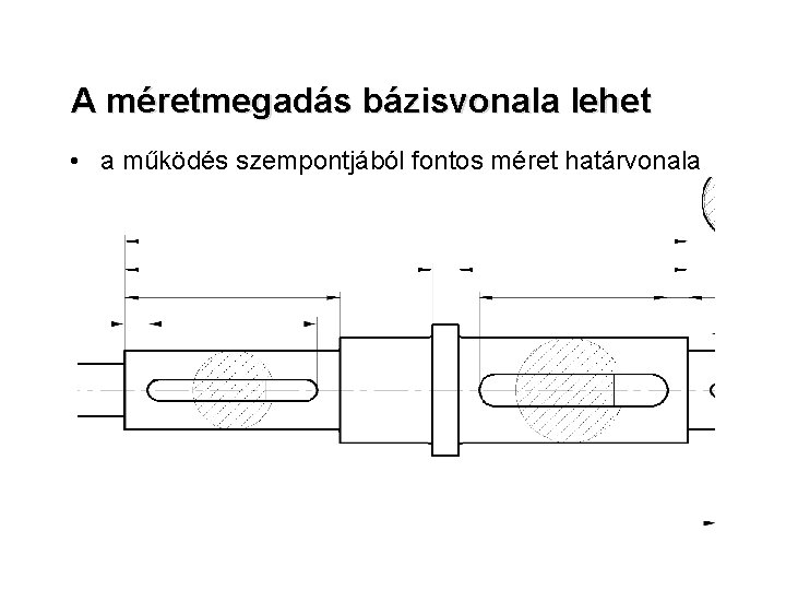 A méretmegadás bázisvonala lehet • a működés szempontjából fontos méret határvonala 