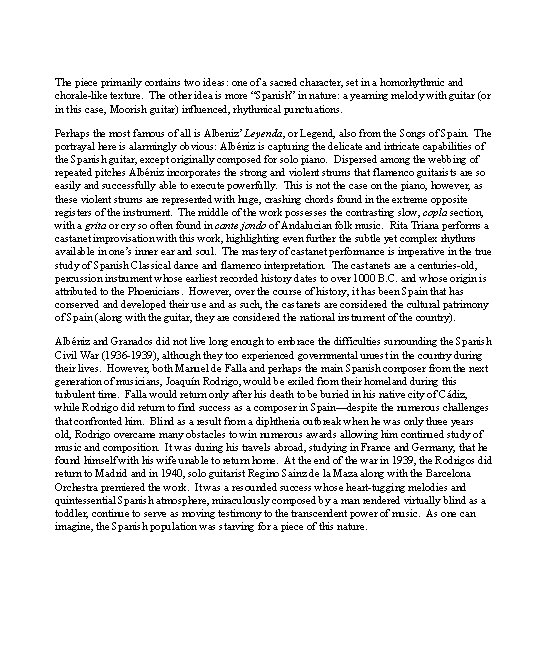 The piece primarily contains two ideas: one of a sacred character, set in a