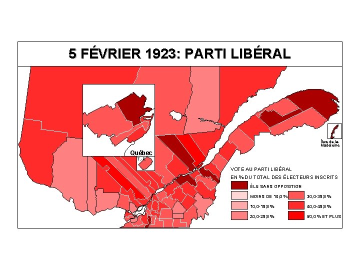 5 FÉVRIER 1923: PARTI LIBÉRAL Îles-de-la. Madeleine Québec T. -R. VOTE AU PARTI LIBÉRAL