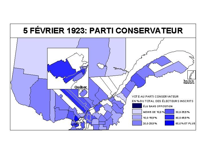 5 FÉVRIER 1923: PARTI CONSERVATEUR Îles-de-la. Madeleine Québec T. -R. VOTE AU PARTI CONSERVATEUR