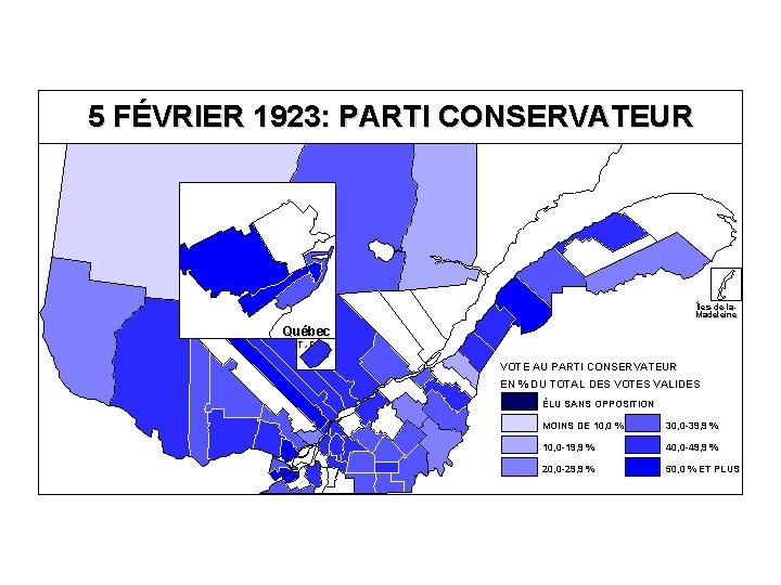 5 FÉVRIER 1923: PARTI CONSERVATEUR Îles-de-la. Madeleine Québec T. -R. VOTE AU PARTI CONSERVATEUR