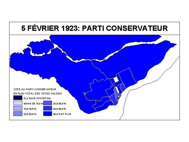 5 FÉVRIER 1923: PARTI CONSERVATEUR VOTE AU PARTI CONSERVATEUR EN % DU TOTAL DES