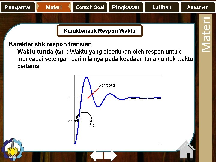 Materi Contoh Soal Ringkasan Latihan Asesmen Karakteristik Respon Waktu Karakteristik respon transien Waktu tunda