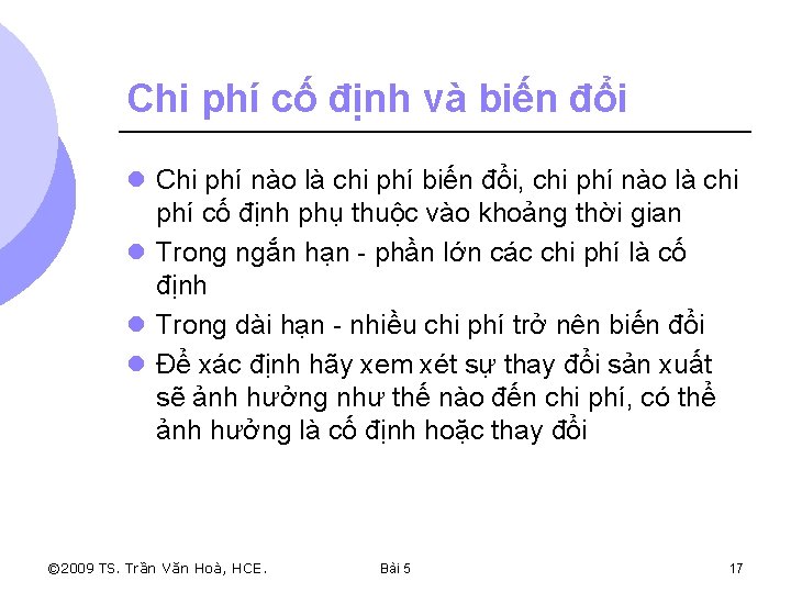 Chi phí cố định và biến đổi l Chi phí nào là chi phí