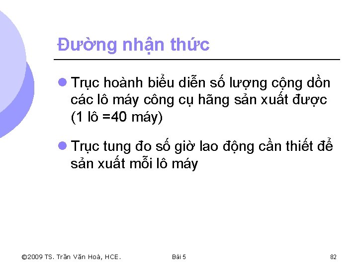 Đường nhận thức l Trục hoành biểu diễn số lượng cộng dồn các lô