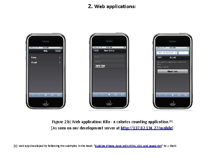 2. Web applications: Figure 2. b) Web application: Kilo - a calories counting application.