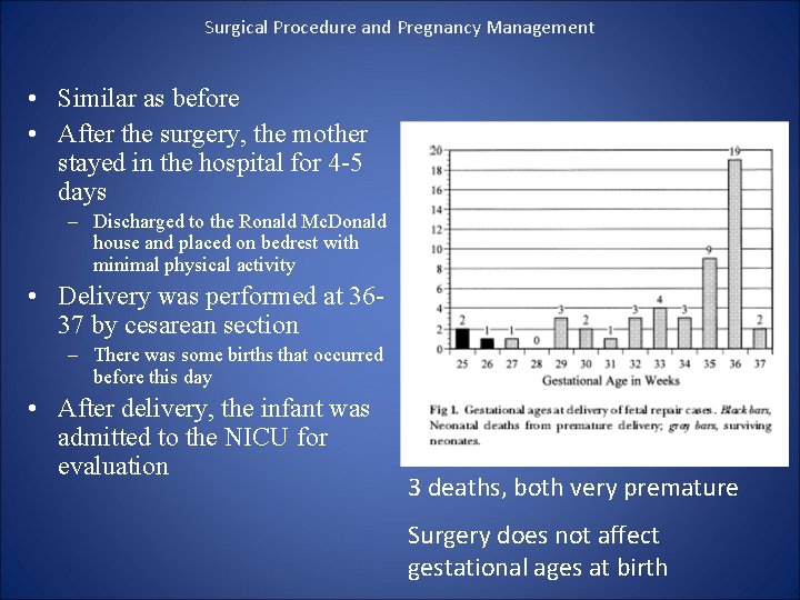 Surgical Procedure and Pregnancy Management • Similar as before • After the surgery, the