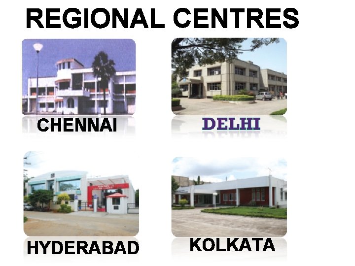 REGIONAL CENTRES CHENNAI HYDERABAD KOLKATA 