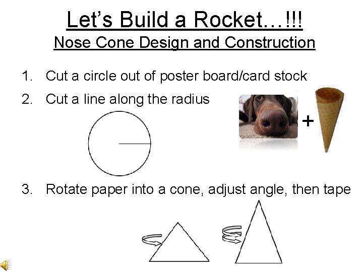 Let’s Build a Rocket…!!! Nose Cone Design and Construction 1. Cut a circle out