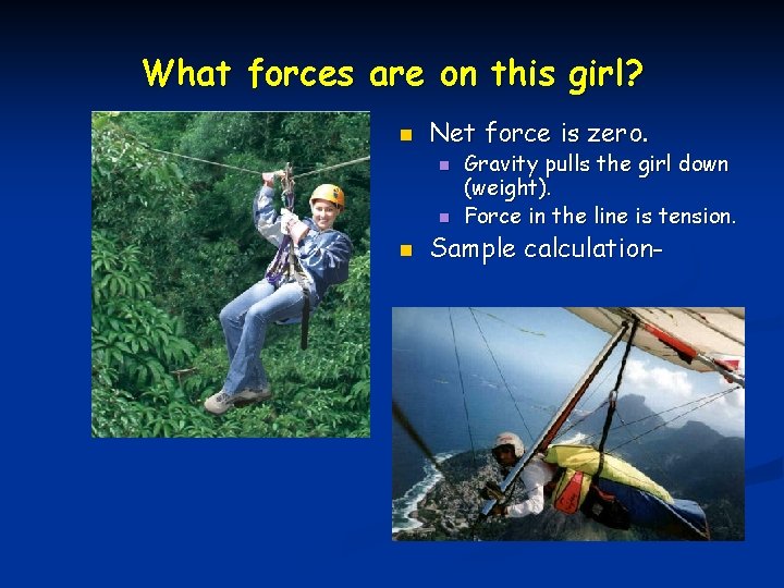 What forces are on this girl? n Net force is zero. n n n