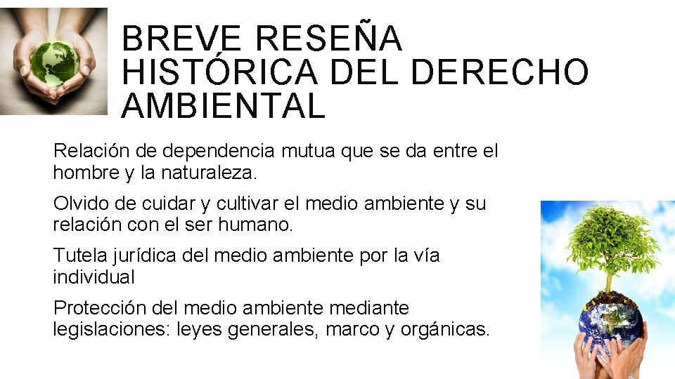 BREVE RESEÑA HISTÓRICA DEL DERECHO AMBIENTAL Relación de dependencia mutua que se da entre