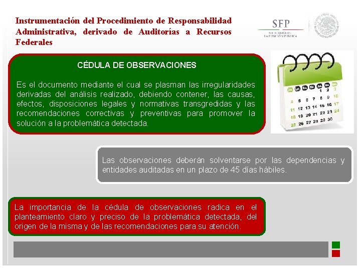 Instrumentación del Procedimiento de Responsabilidad Administrativa, derivado de Auditorías a Recursos Federales CÉDULA DE