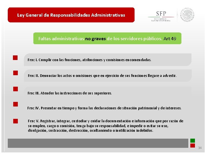 Ley General de Responsabilidades Administrativas Faltas administrativas no graves de los servidores públicos. Art