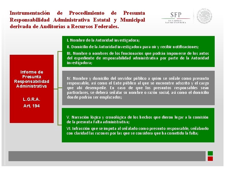 Instrumentación de Procedimiento de Presunta Responsabilidad Administrativa Estatal y Municipal derivada de Auditorías a