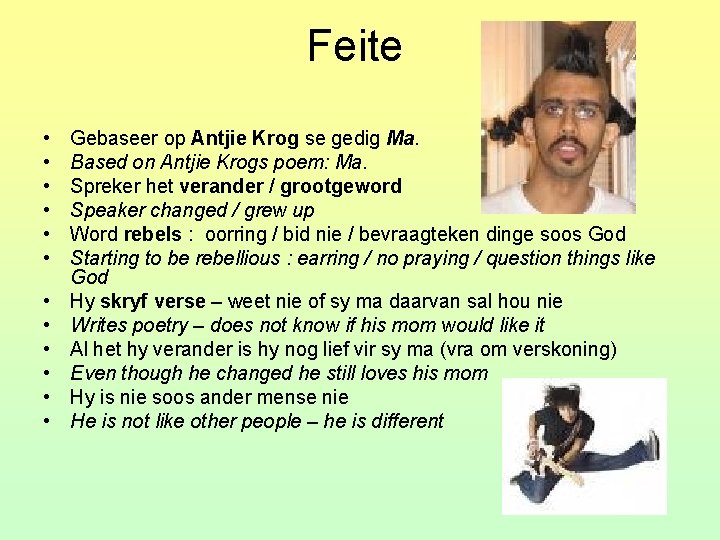 Feite • • • Gebaseer op Antjie Krog se gedig Ma. Based on Antjie
