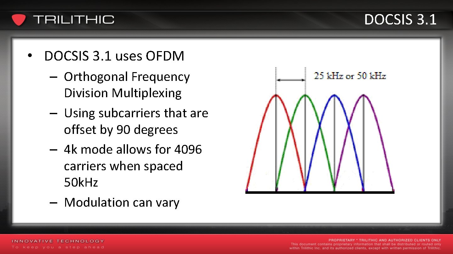 DOCSIS 3. 1 • DOCSIS 3. 1 uses OFDM – Orthogonal Frequency Division Multiplexing