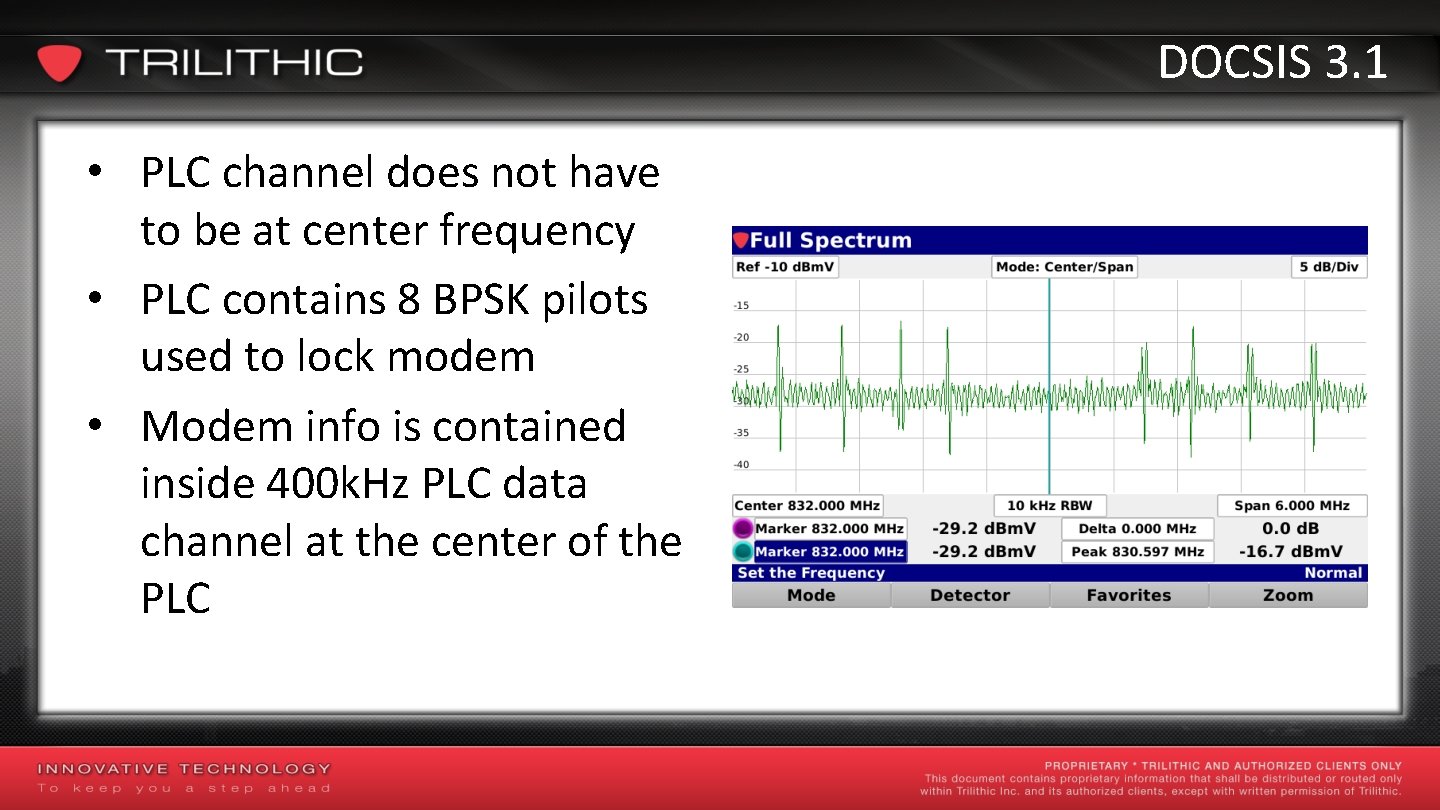 DOCSIS 3. 1 • PLC channel does not have to be at center frequency