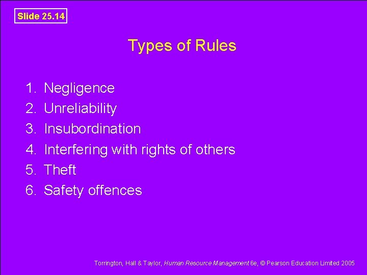 Slide 25. 14 Types of Rules 1. 2. 3. 4. 5. 6. Negligence Unreliability