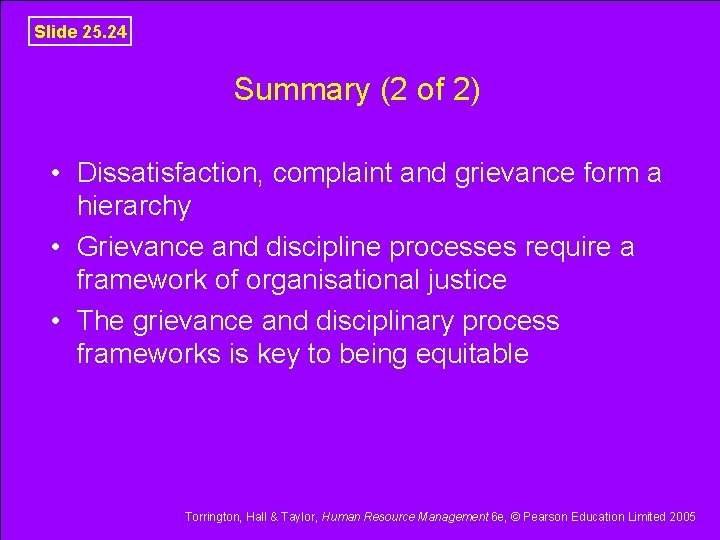 Slide 25. 24 Summary (2 of 2) • Dissatisfaction, complaint and grievance form a