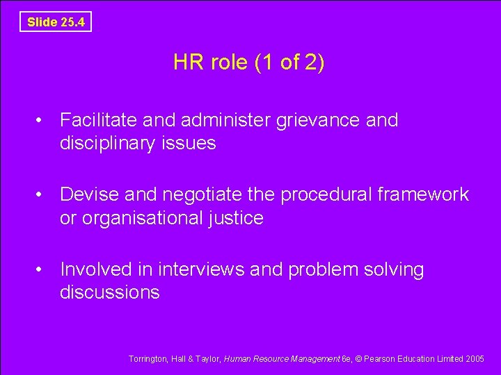 Slide 25. 4 HR role (1 of 2) • Facilitate and administer grievance and