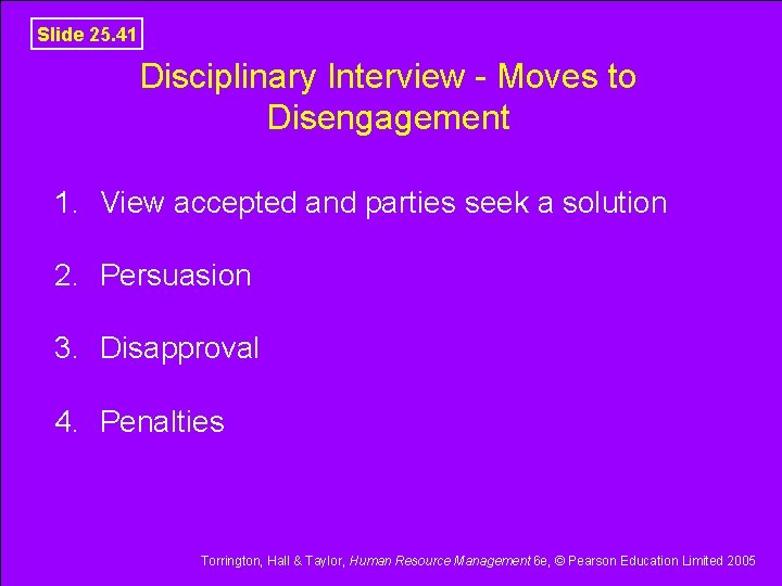Slide 25. 41 Disciplinary Interview - Moves to Disengagement 1. View accepted and parties
