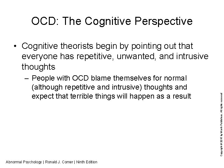 OCD: The Cognitive Perspective – People with OCD blame themselves for normal (although repetitive