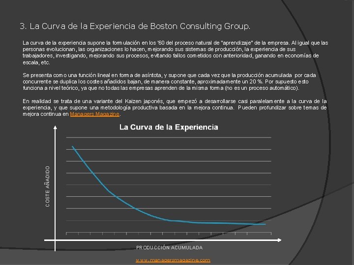 3. La Curva de la Experiencia de Boston Consulting Group. La curva de la