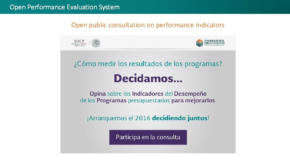 Open Performance Evaluation System Open public consultation on performance indicators 