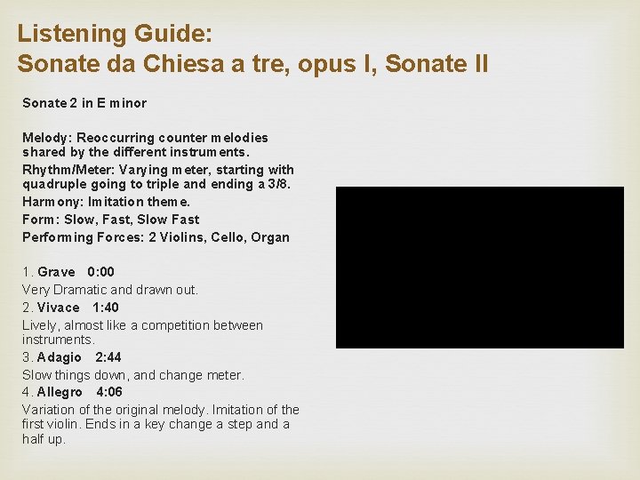 Listening Guide: Sonate da Chiesa a tre, opus I, Sonate II Sonate 2 in