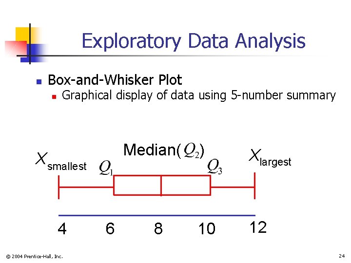 Exploratory Data Analysis n Box-and-Whisker Plot n Graphical display of data using 5 -number