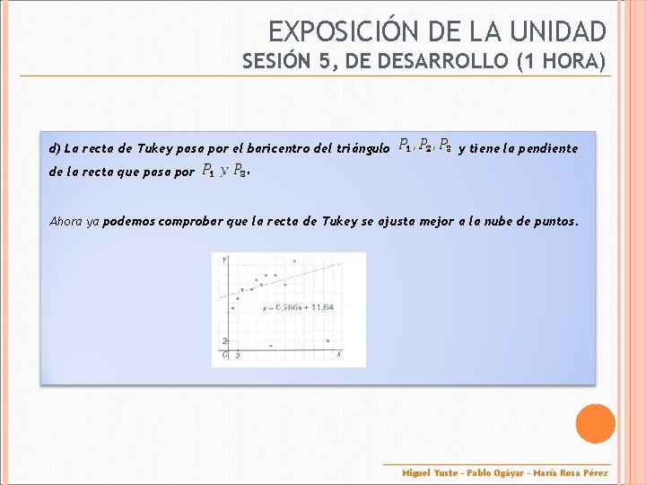 EXPOSICIÓN DE LA UNIDAD SESIÓN 5, DE DESARROLLO (1 HORA) d) La recta de