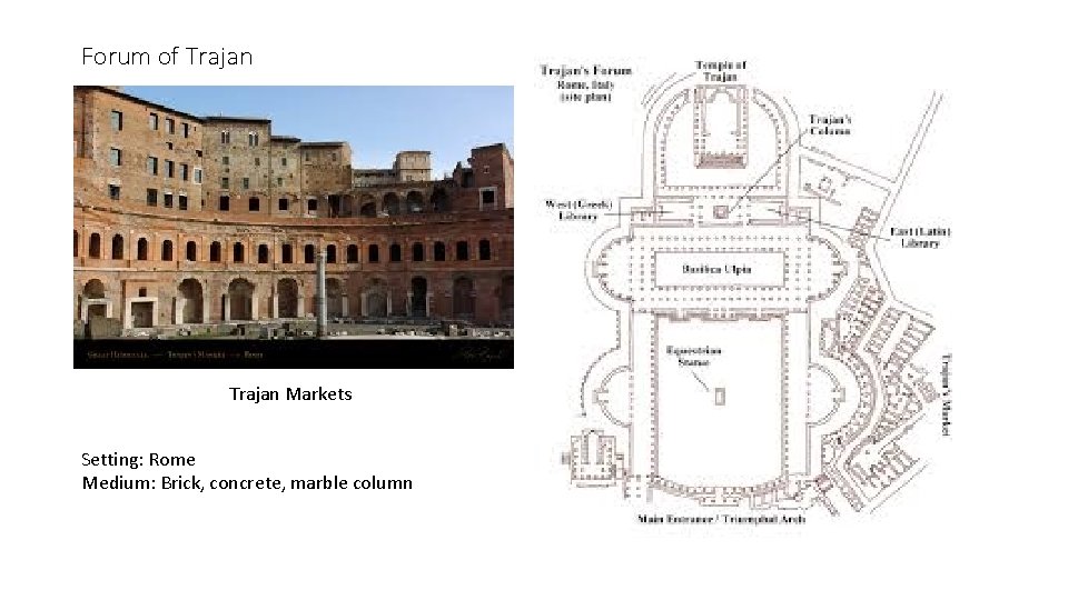 Forum of Trajan Markets Setting: Rome Medium: Brick, concrete, marble column 