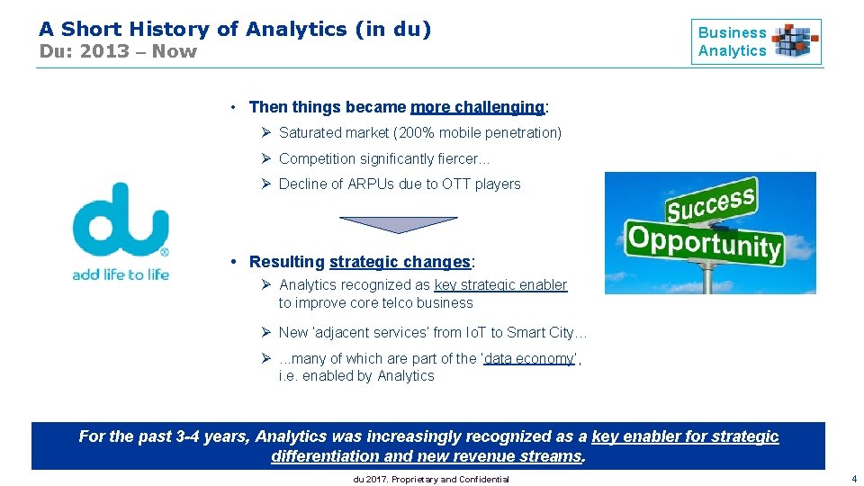 A Short History of Analytics (in du) Du: 2013 – Now Business Analytics •
