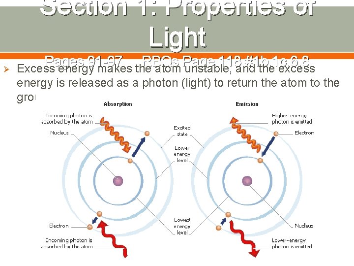 Section 1: Properties of Light Ø Pages 91 -97 RBQs Page 118 #1 b,