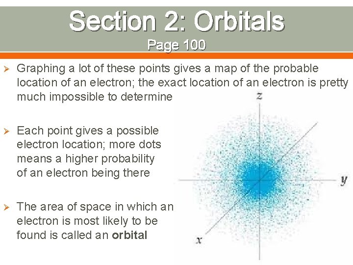 Section 2: Orbitals Page 100 Ø Graphing a lot of these points gives a