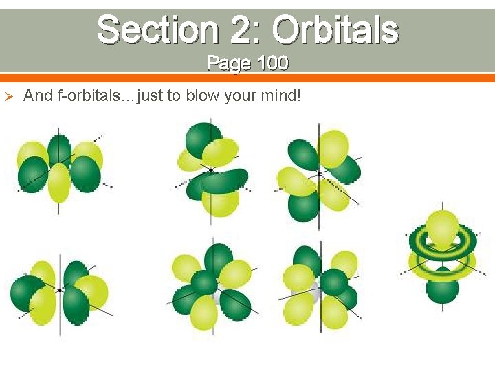 Section 2: Orbitals Page 100 Ø And f-orbitals…just to blow your mind! 