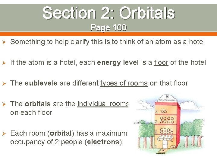 Section 2: Orbitals Page 100 Ø Something to help clarify this is to think