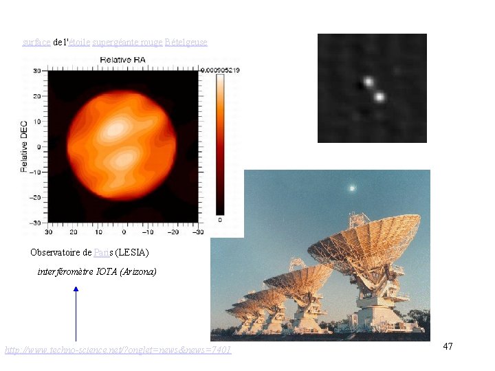 surface de l'étoile supergéante rouge Bételgeuse Observatoire de Paris (LESIA) interféromètre IOTA (Arizona) http: