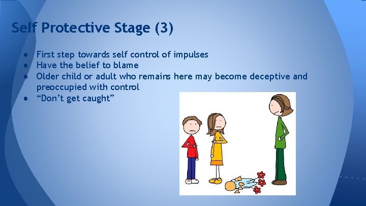 Self Protective Stage (3) ● First step towards self control of impulses ● Have