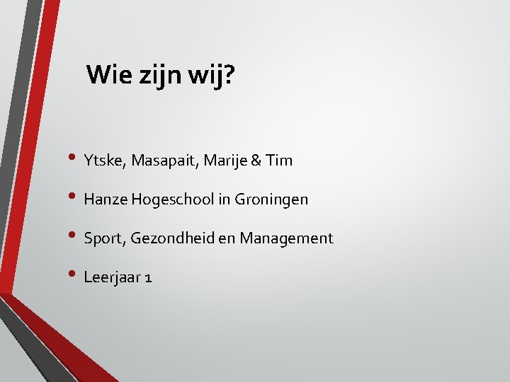 Wie zijn wij? • Ytske, Masapait, Marije & Tim • Hanze Hogeschool in Groningen