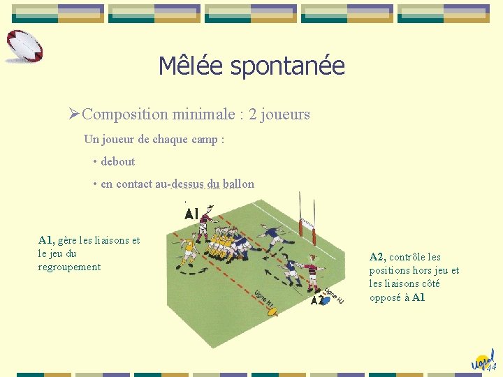 Mêlée spontanée Composition minimale : 2 joueurs Un joueur de chaque camp : •