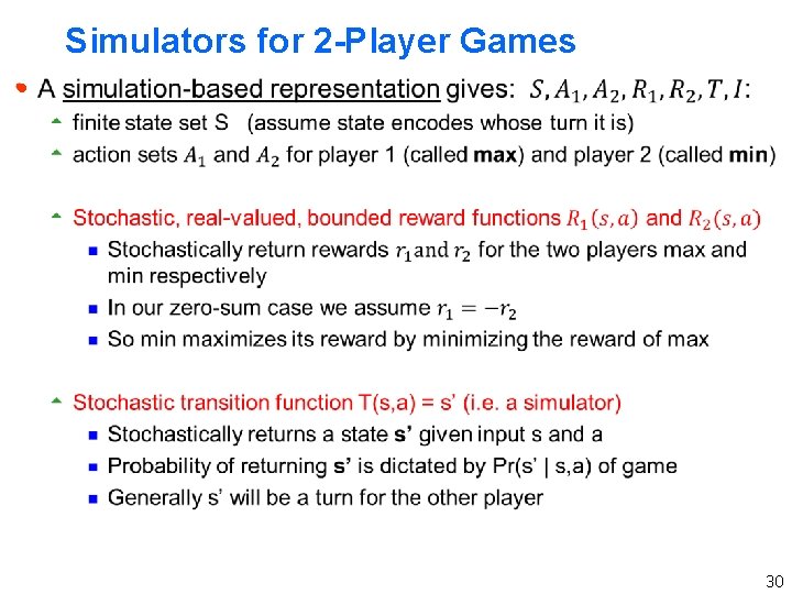Simulators for 2 -Player Games h 30 
