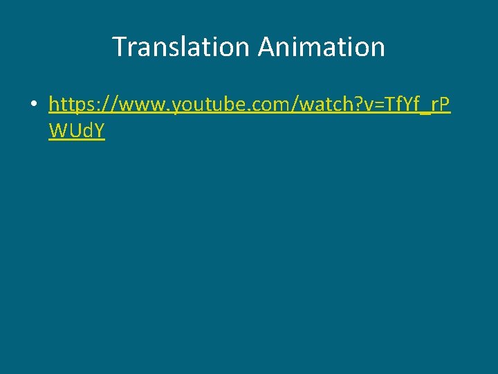 Translation Animation • https: //www. youtube. com/watch? v=Tf. Yf_r. P WUd. Y 