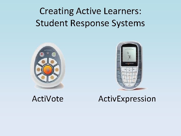 Creating Active Learners: Student Response Systems Acti. Vote Activ. Expression 