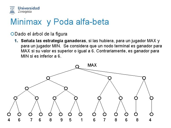 Minimax y Poda alfa-beta ¡Dado el árbol de la figura 1. Señala las estrategia