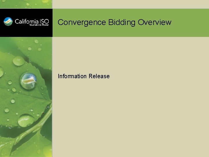 Convergence Bidding Overview Information Release 